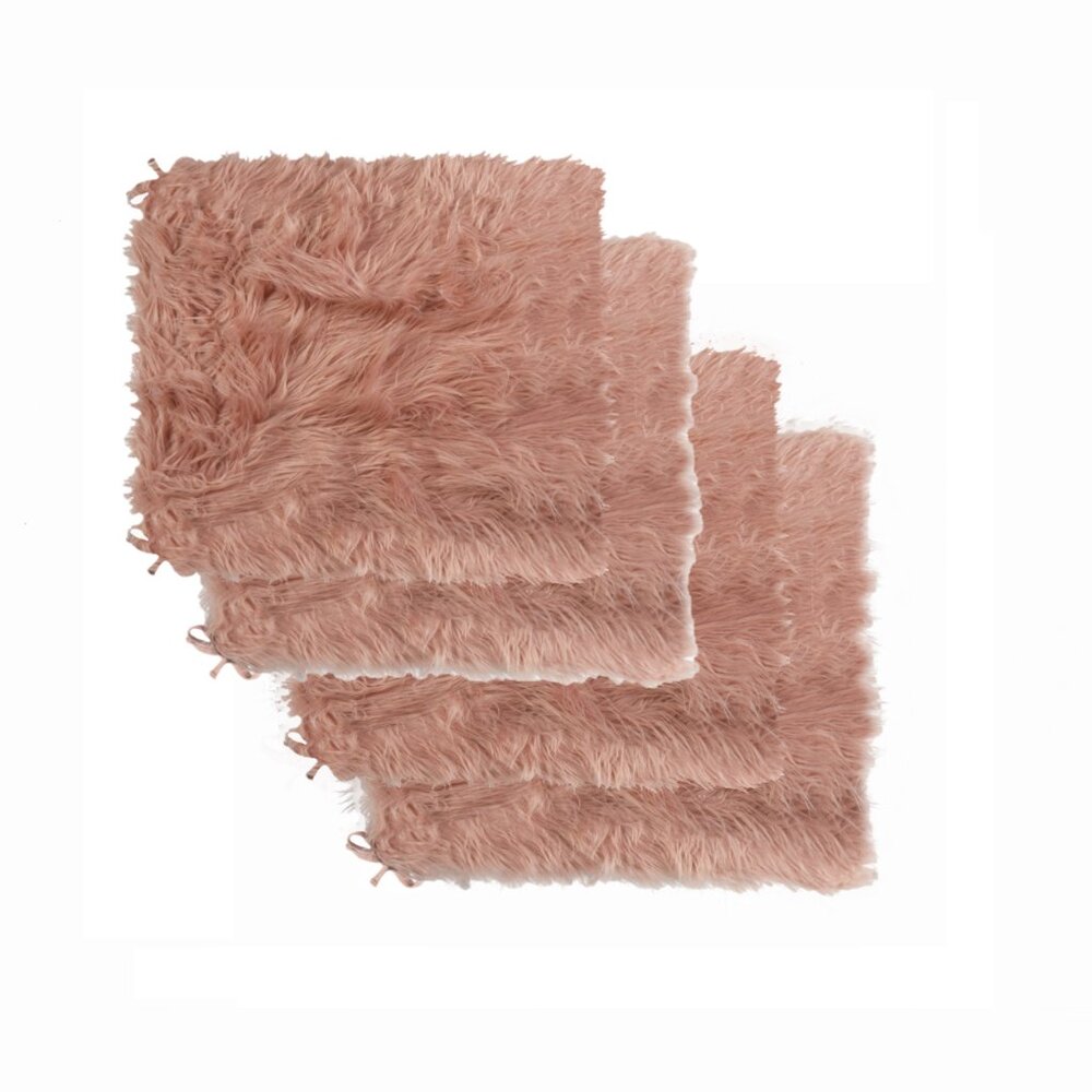 Luxe Home Decor Laredo Faux Sheepskin Chair Pad | 4-Piece | Dusty rose | 17"x17"